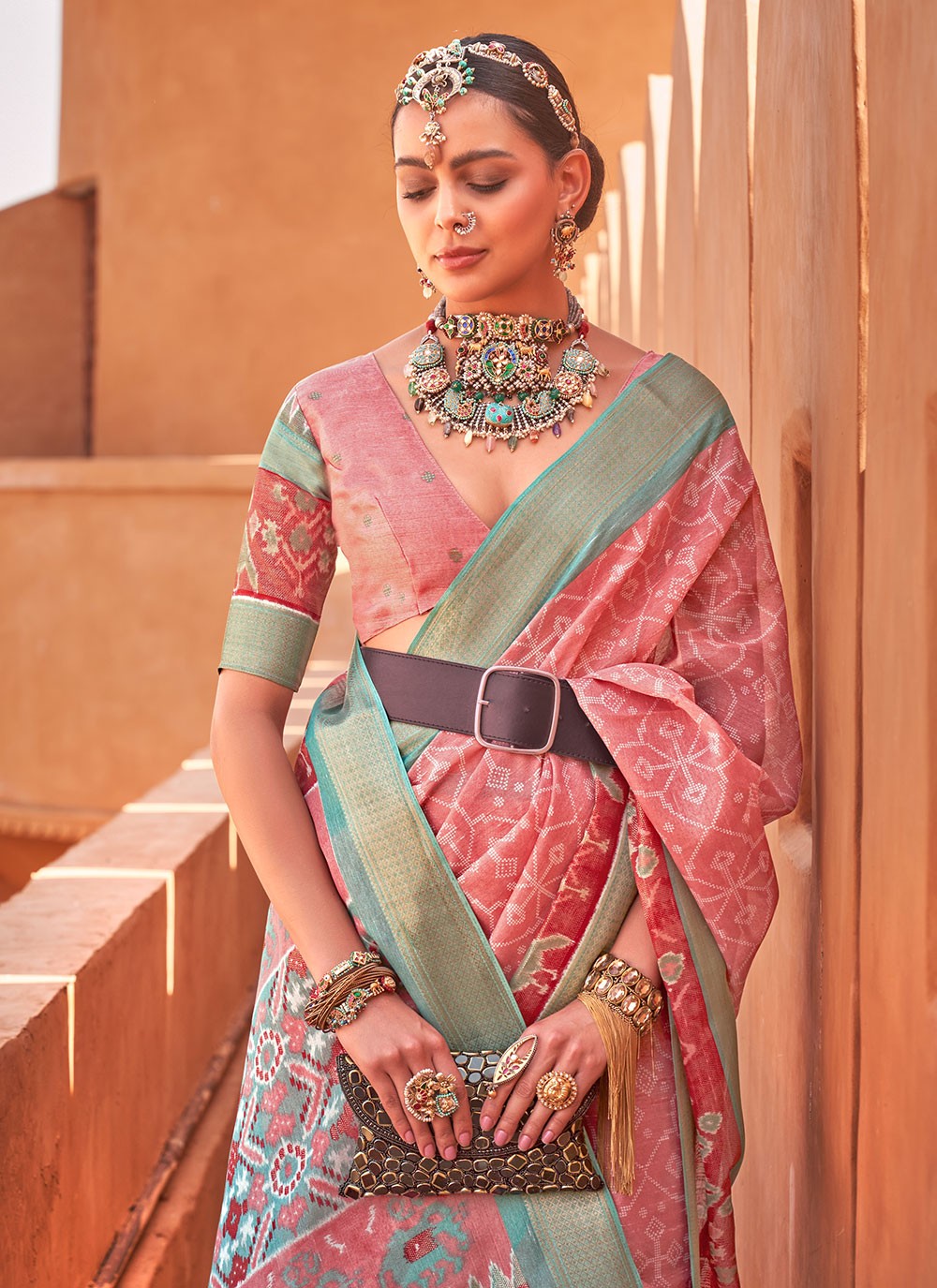 Classic Foliage Prints Cotton Silk Saree - S6712