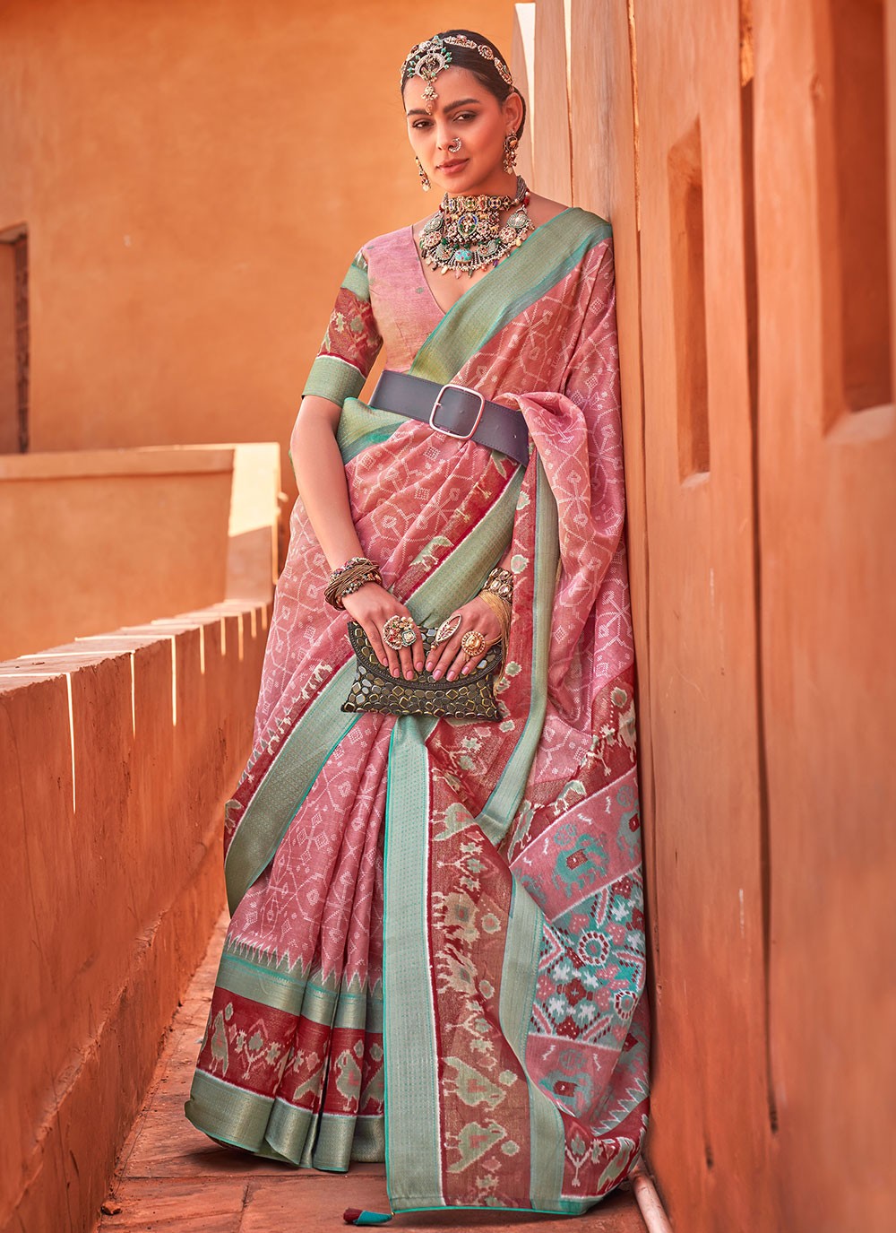 Classic Foliage Prints Cotton Silk Saree - S6712