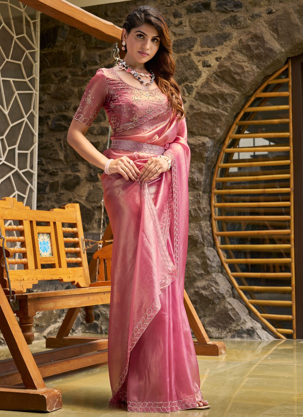 Cutdana, Swarovski Cotton Silk Saree - S11666