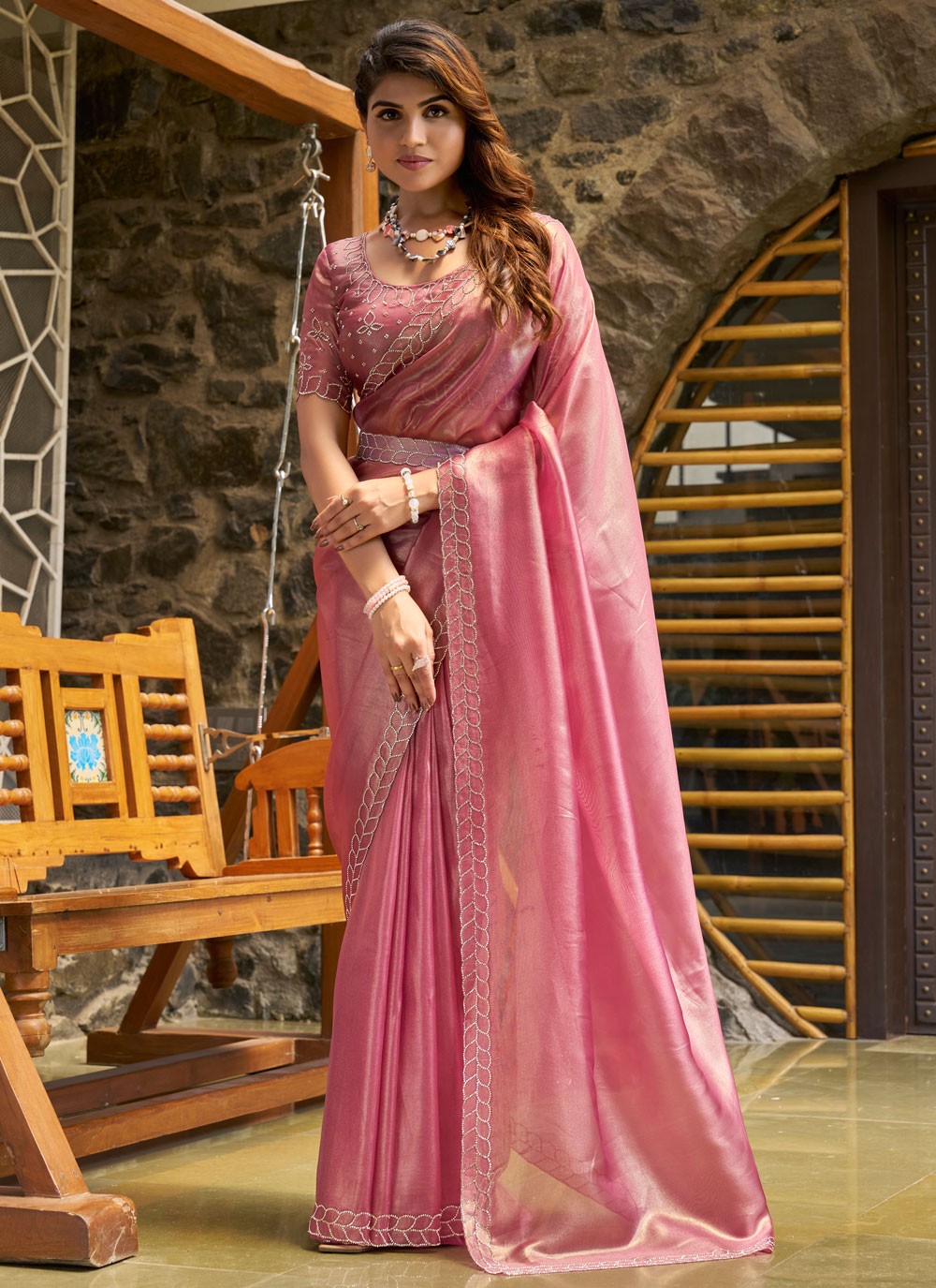 Cutdana, Swarovski Cotton Silk Saree - S11666