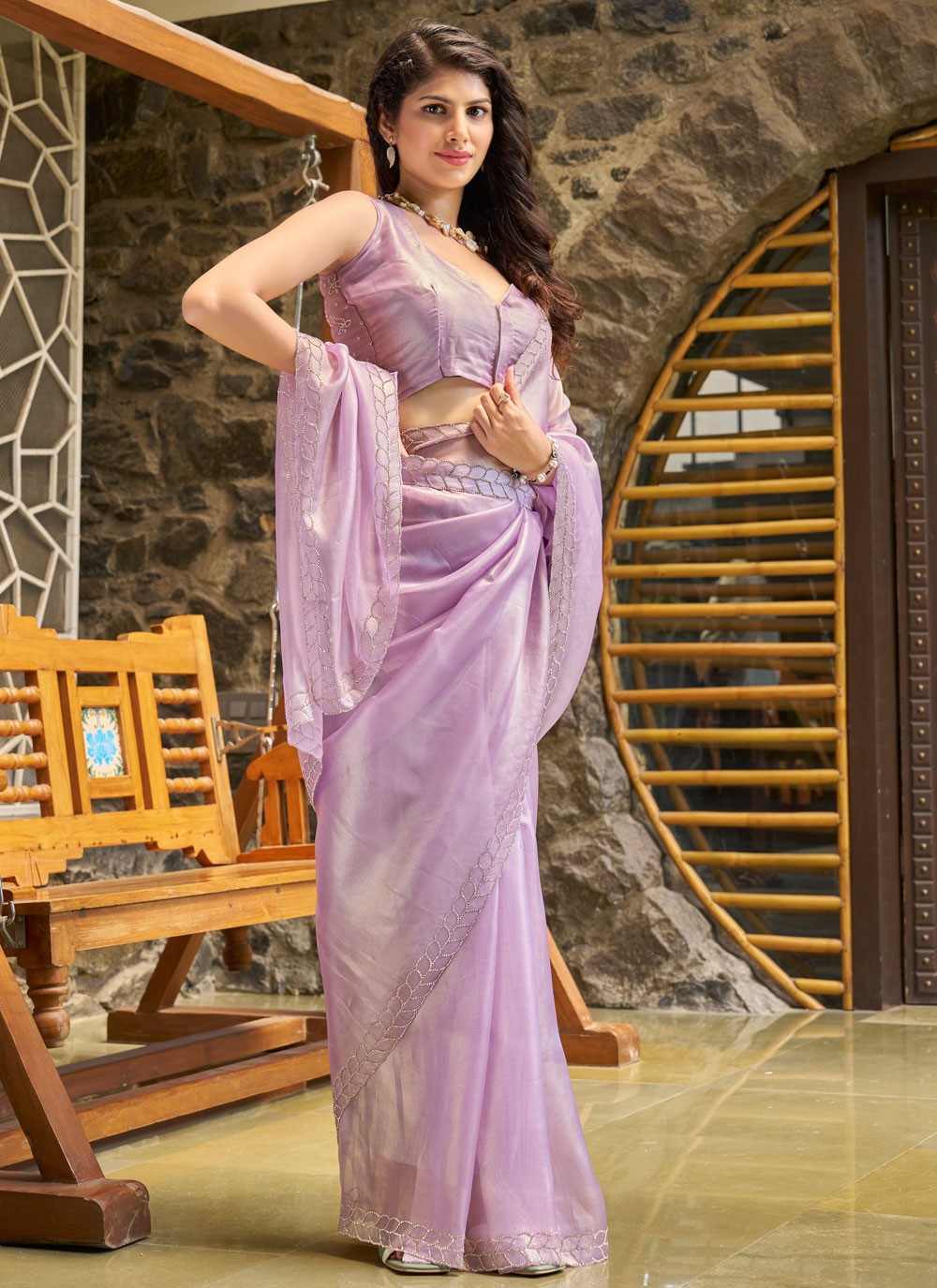 Cutdana, Swarovski Cotton Silk Saree - S11666
