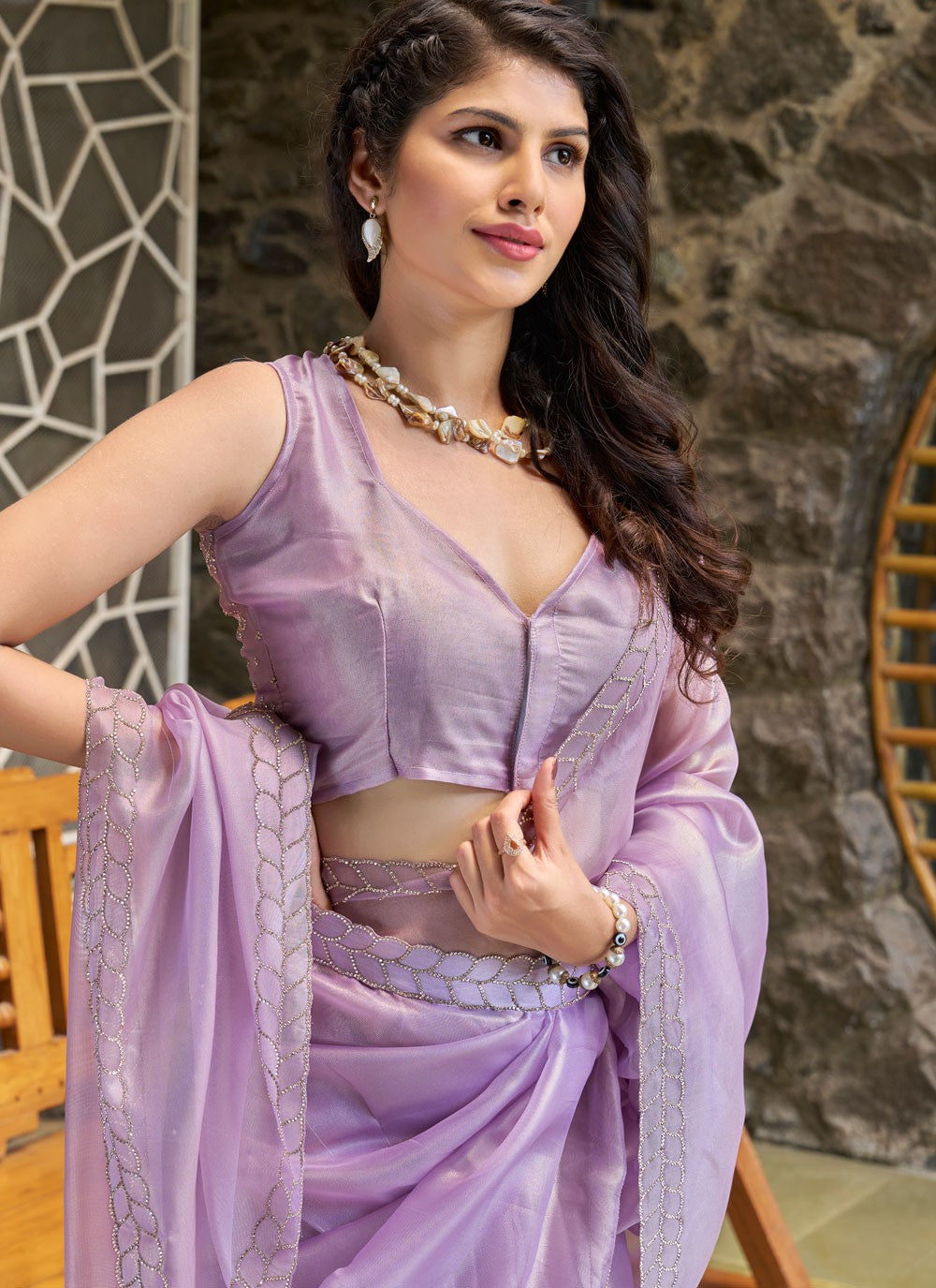 Cutdana, Swarovski Cotton Silk Saree - S11666