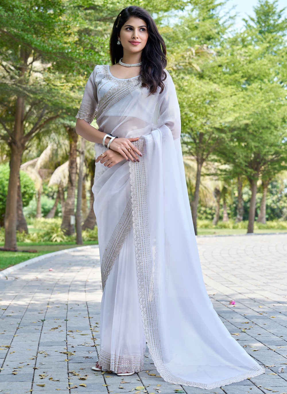 Beads, Cutdana, Swarovski Cotton Silk Saree - S11617