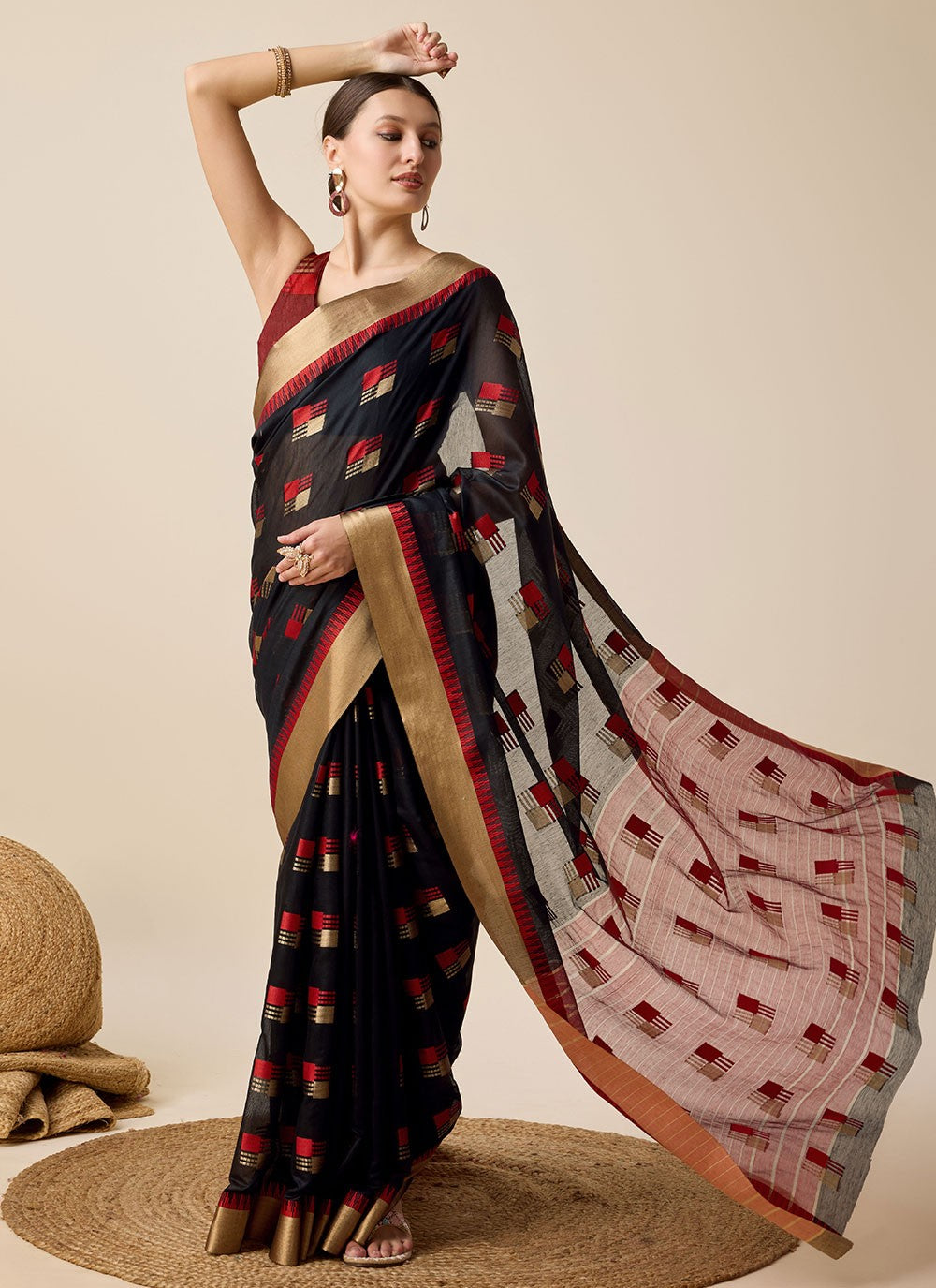 Classic Weaving Zari Cotton Silk Saree - S6999