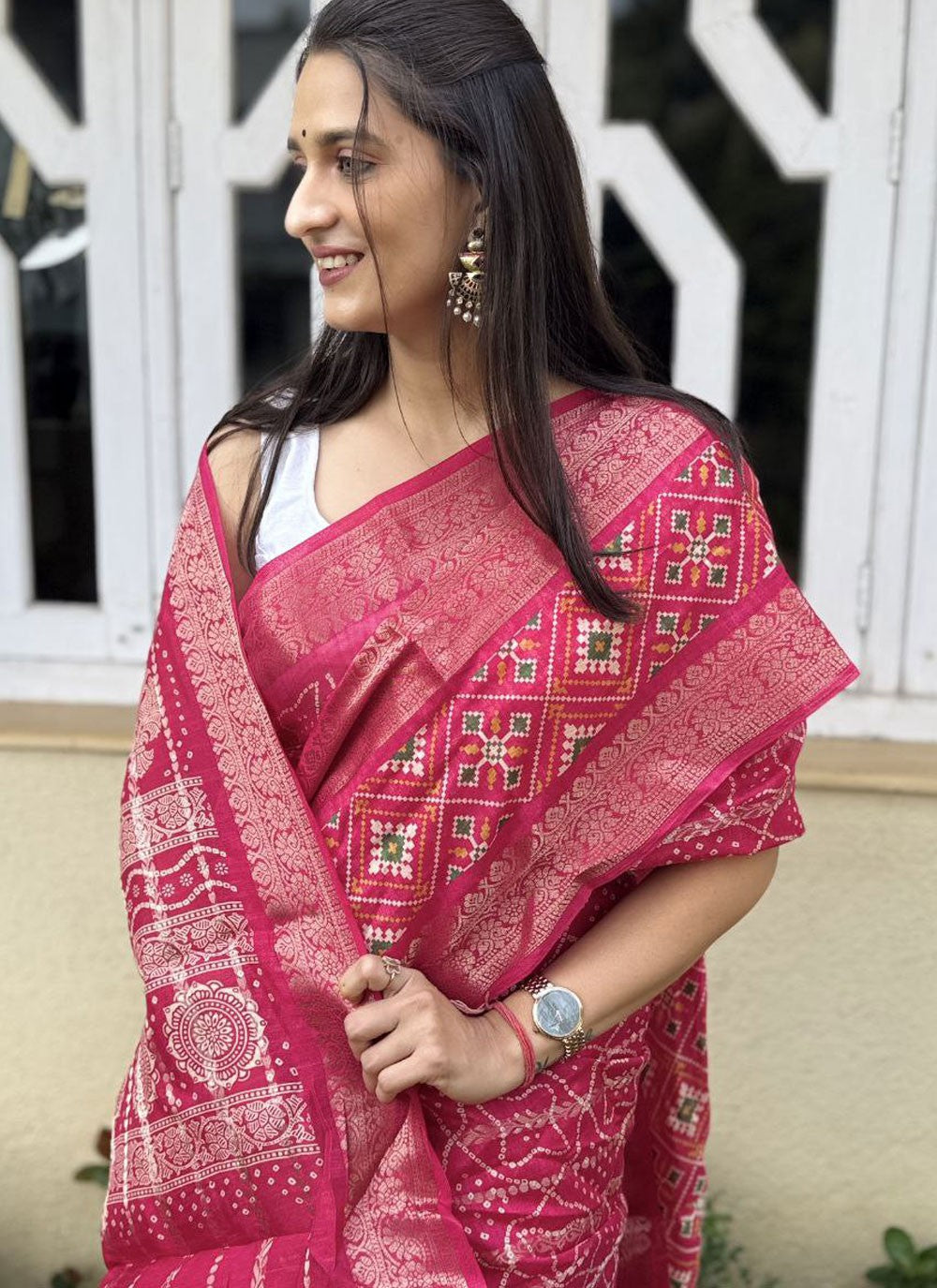 Printed, Weaving Zari Cotton Silk Saree - S11784