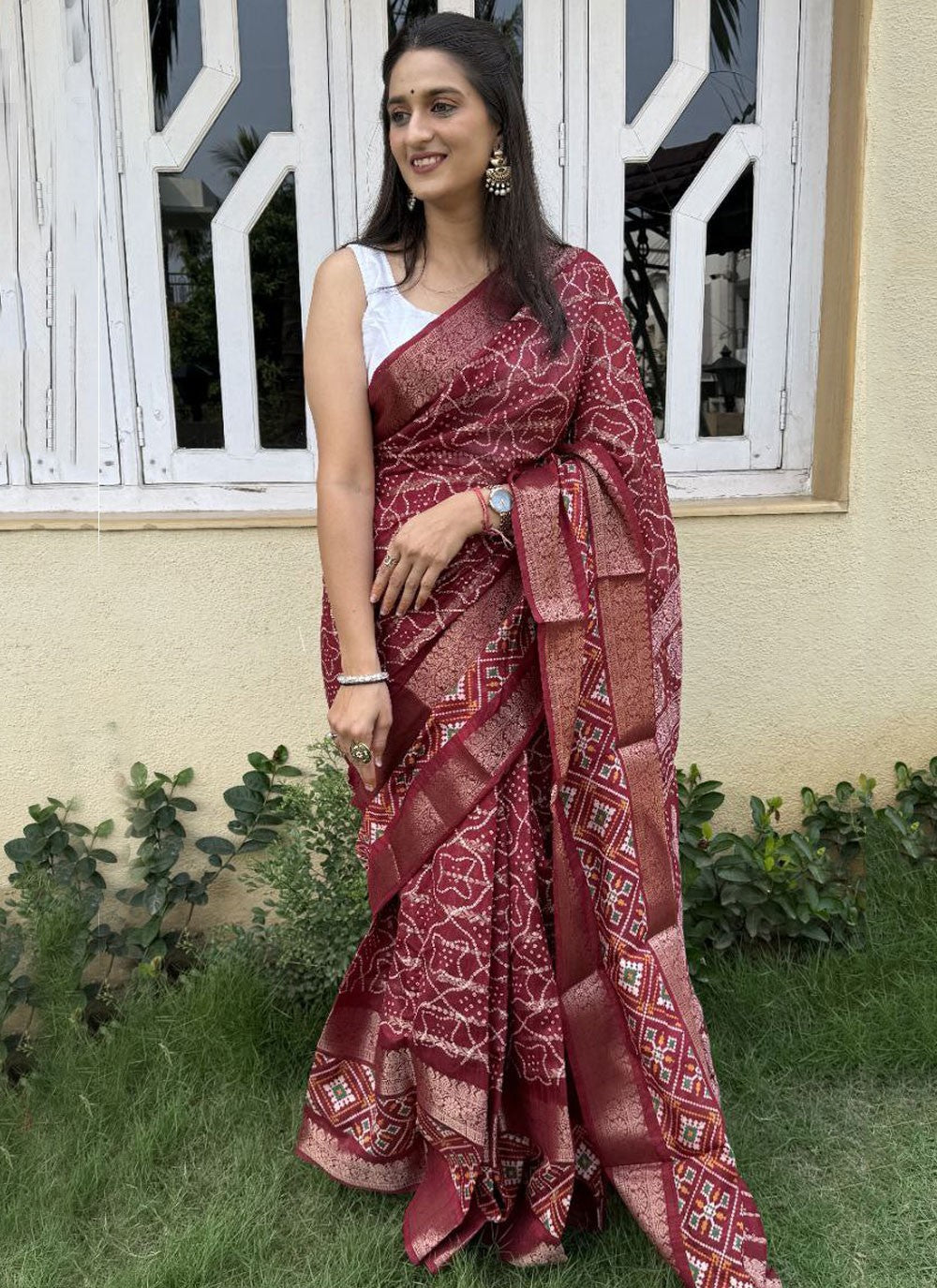 Printed, Weaving Zari Cotton Silk Saree - S11784