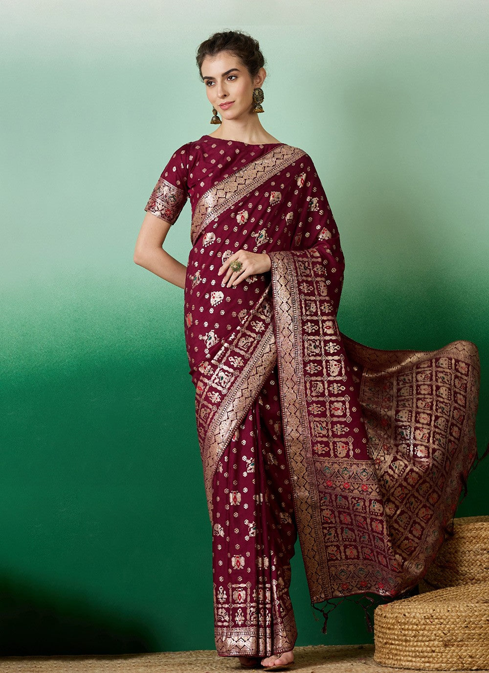 Traditional Jacquard Work Cotton Saree - S6968