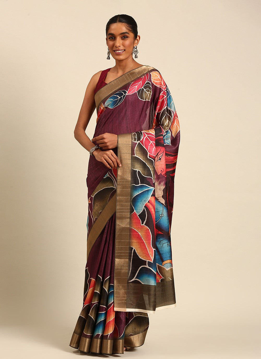Casual Digital Print Cotton Saree - S7458