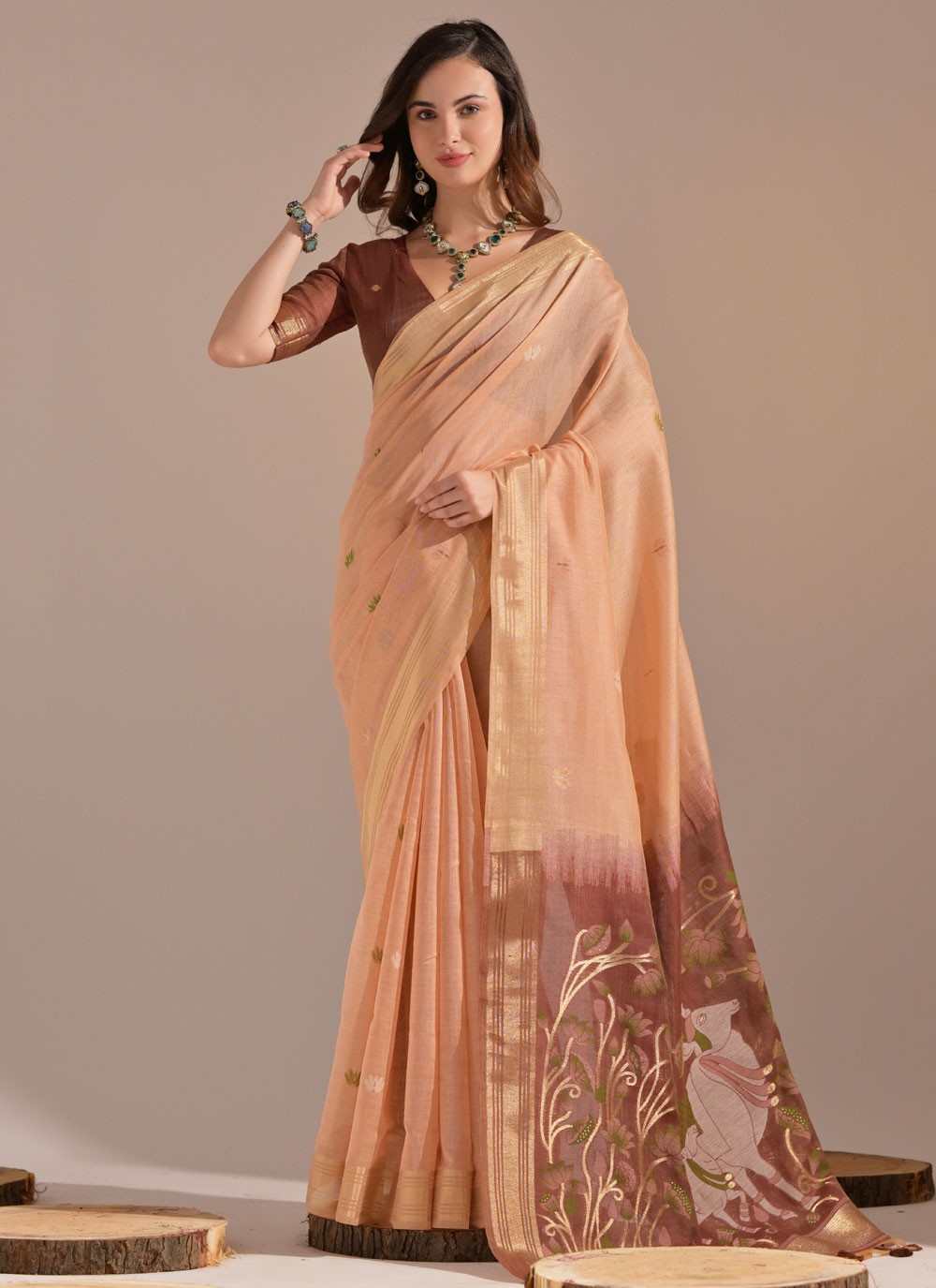 Thread, Woven Cotton Saree - S11922