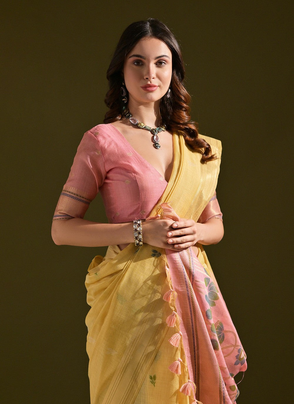 Trendy Saree Weaving Zari Yellow Cotton Saree S13334