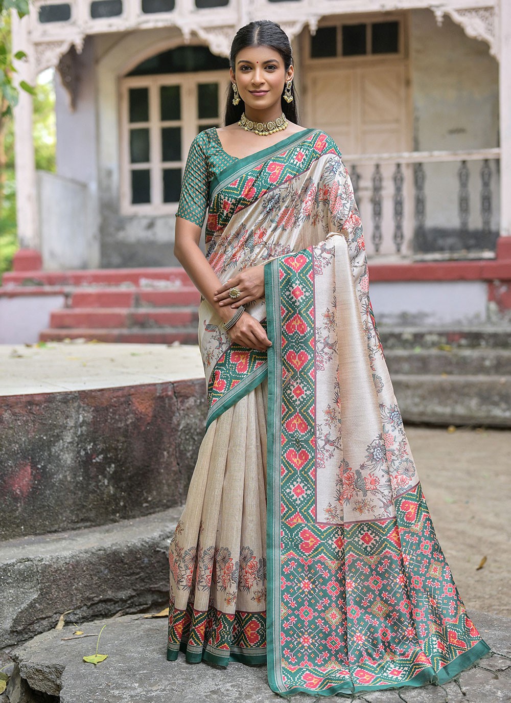 Classic Printed Tussar Silk Saree - S5709