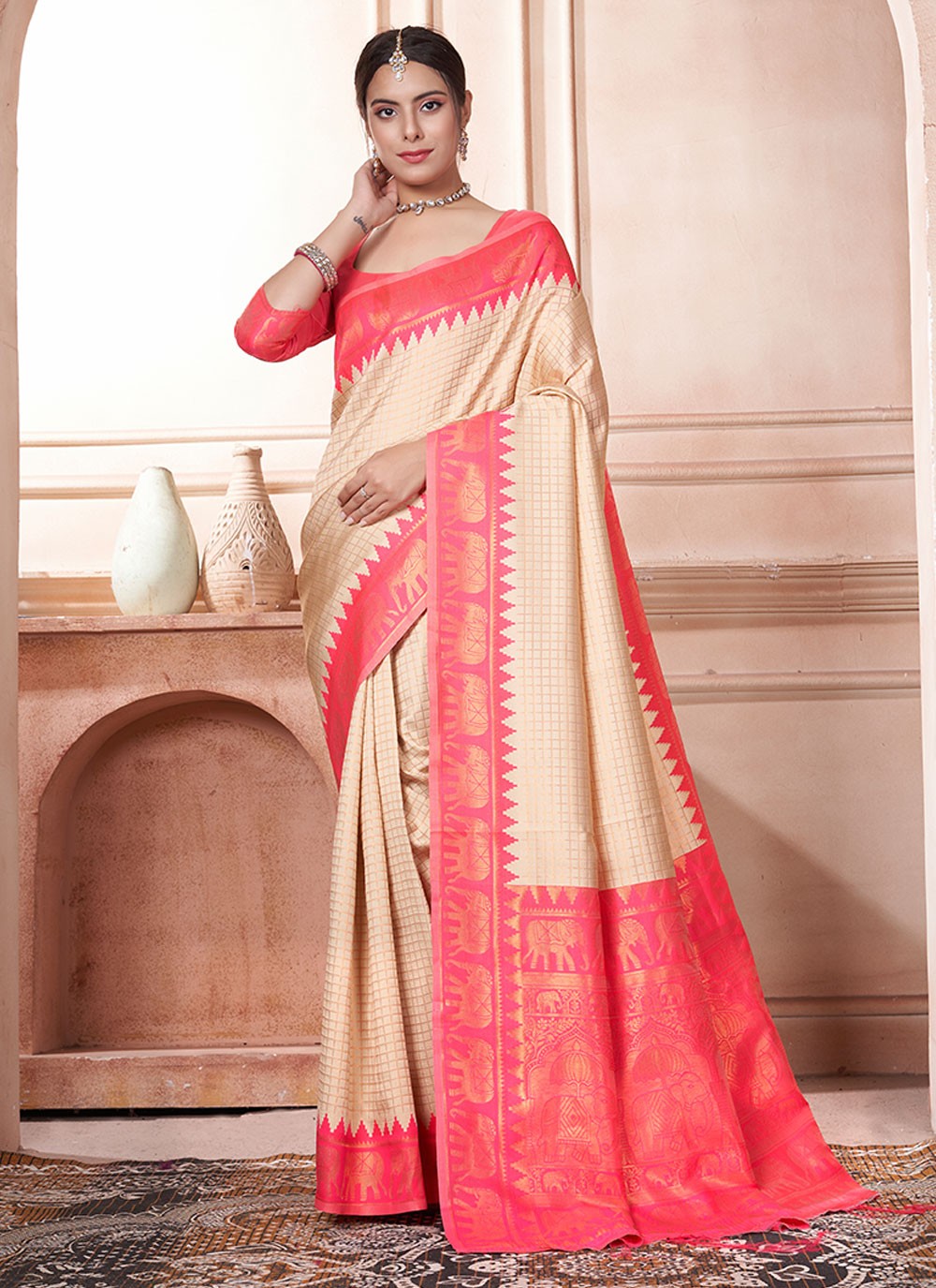 Contemporary Woven Kanjivaram Silk Saree - S6426