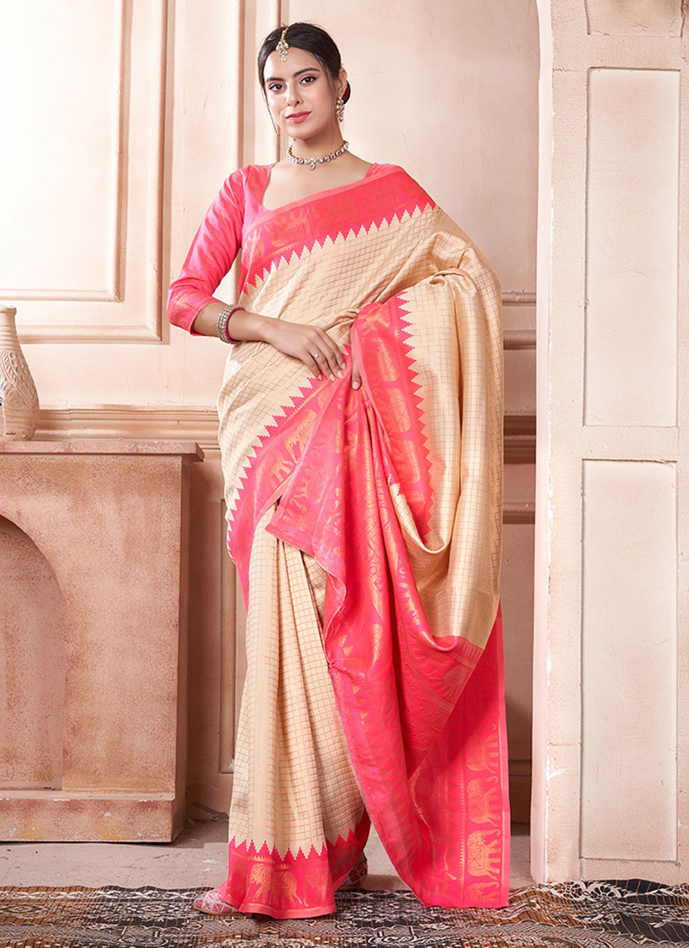Contemporary Woven Kanjivaram Silk Saree - S6426