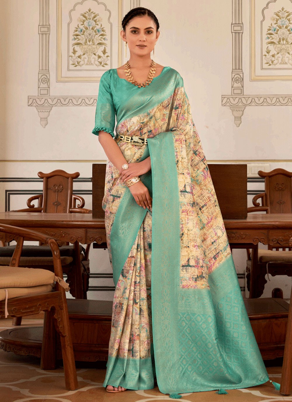 Classic Fancy Work Naylon Saree - S6349
