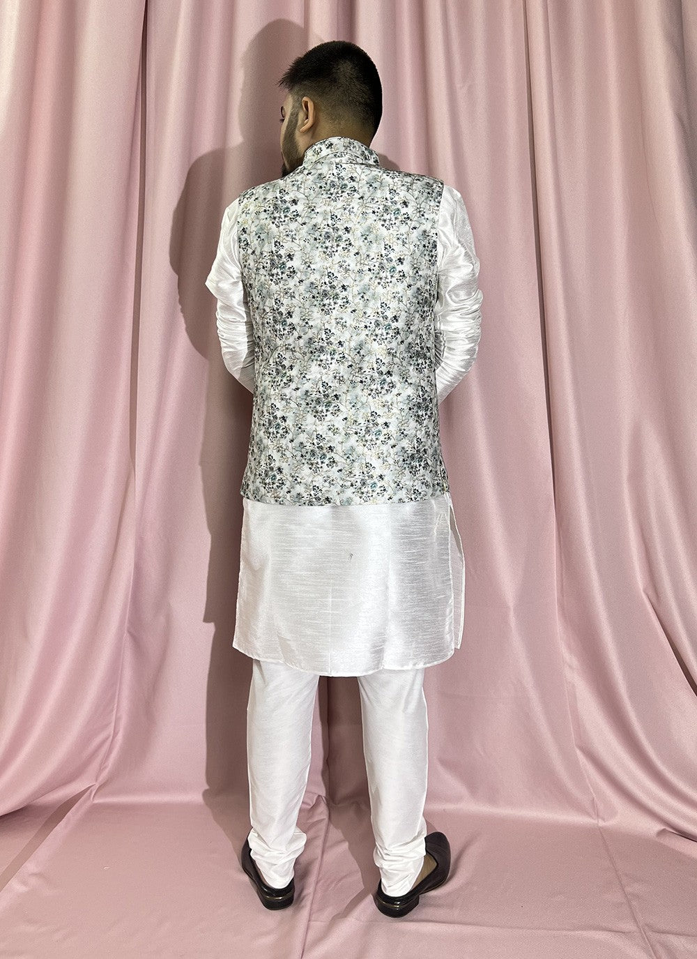 Embroidered Rayon, Silk Cream, White Kurta Payjama With Jacket - M5892