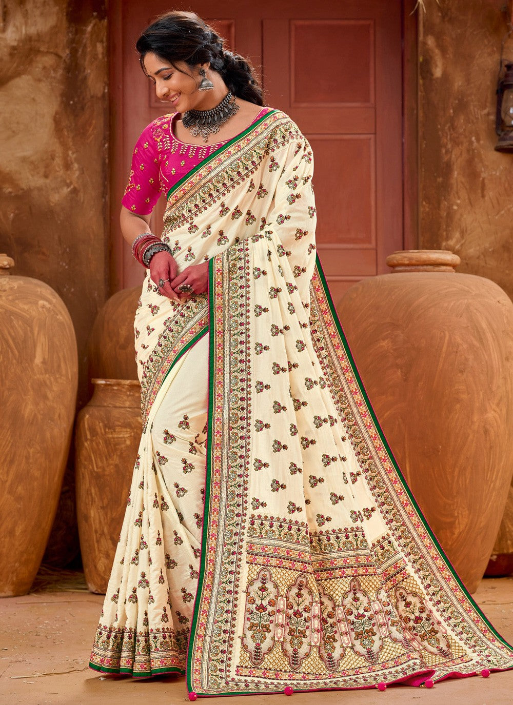 Classic Diamond Banarasi Silk Saree - S3758