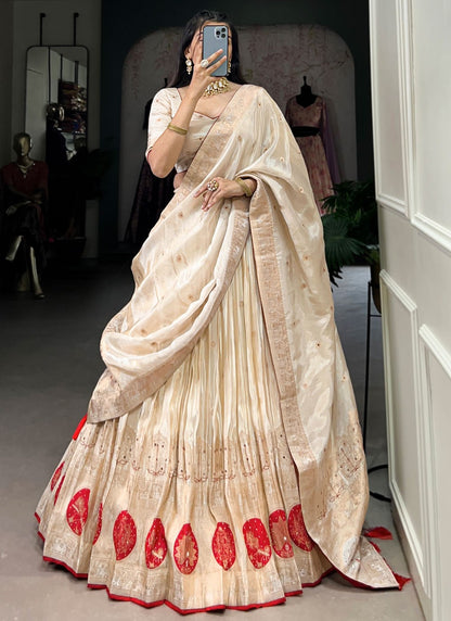 Beads Shimmer Cream A - Line Lehenga  L3770