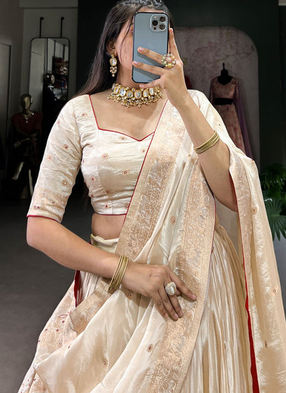 Beads Shimmer Cream A - Line Lehenga  L3770