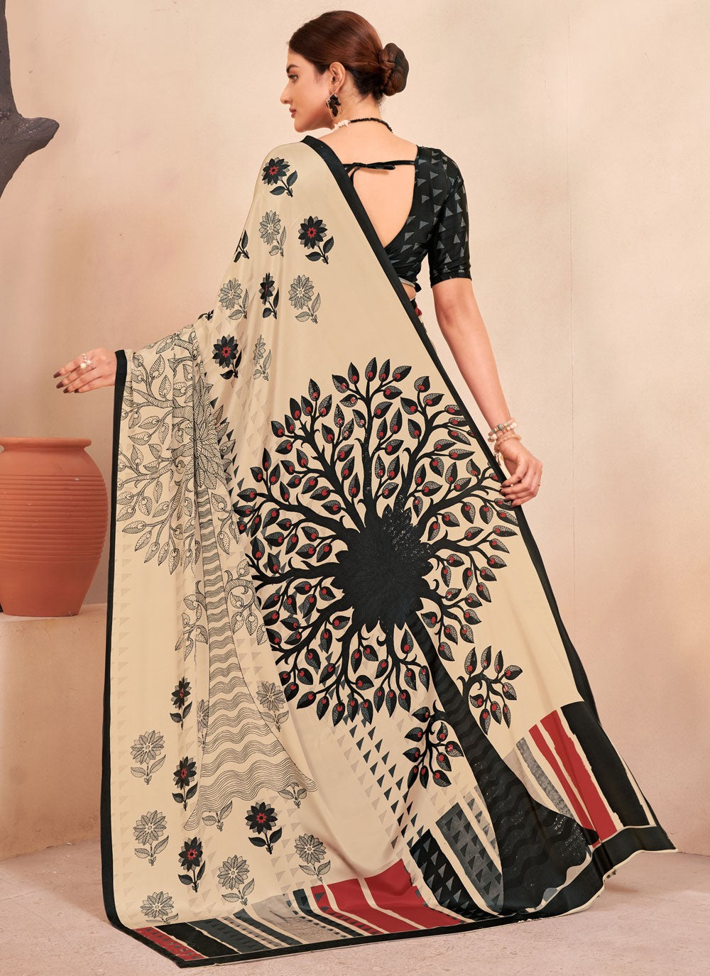 Classic Digital Print Crepe Silk Saree - S7514