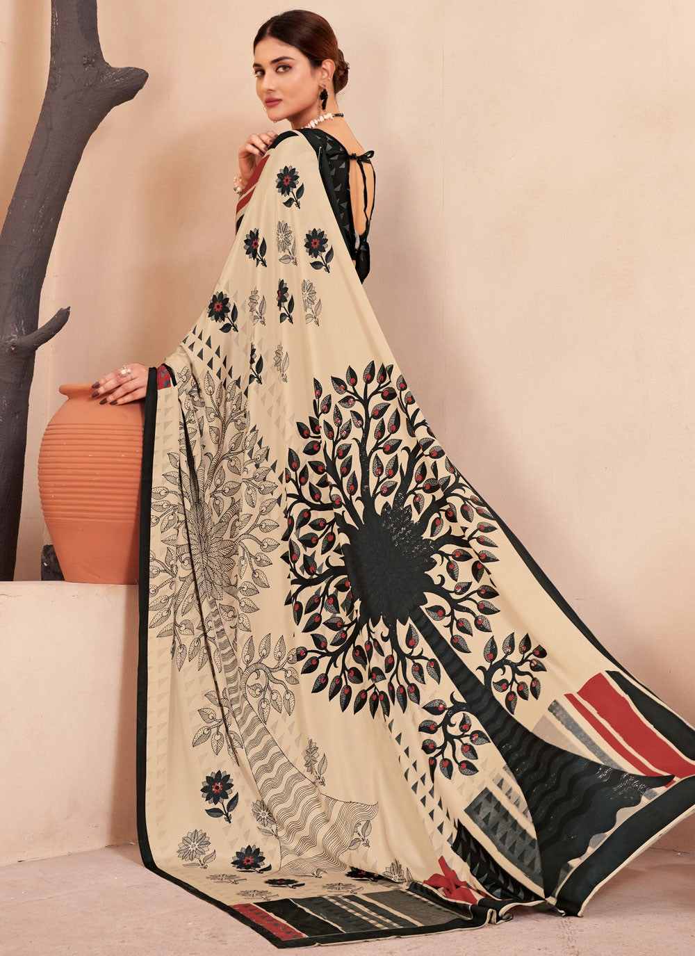 Classic Digital Print Crepe Silk Saree - S7514