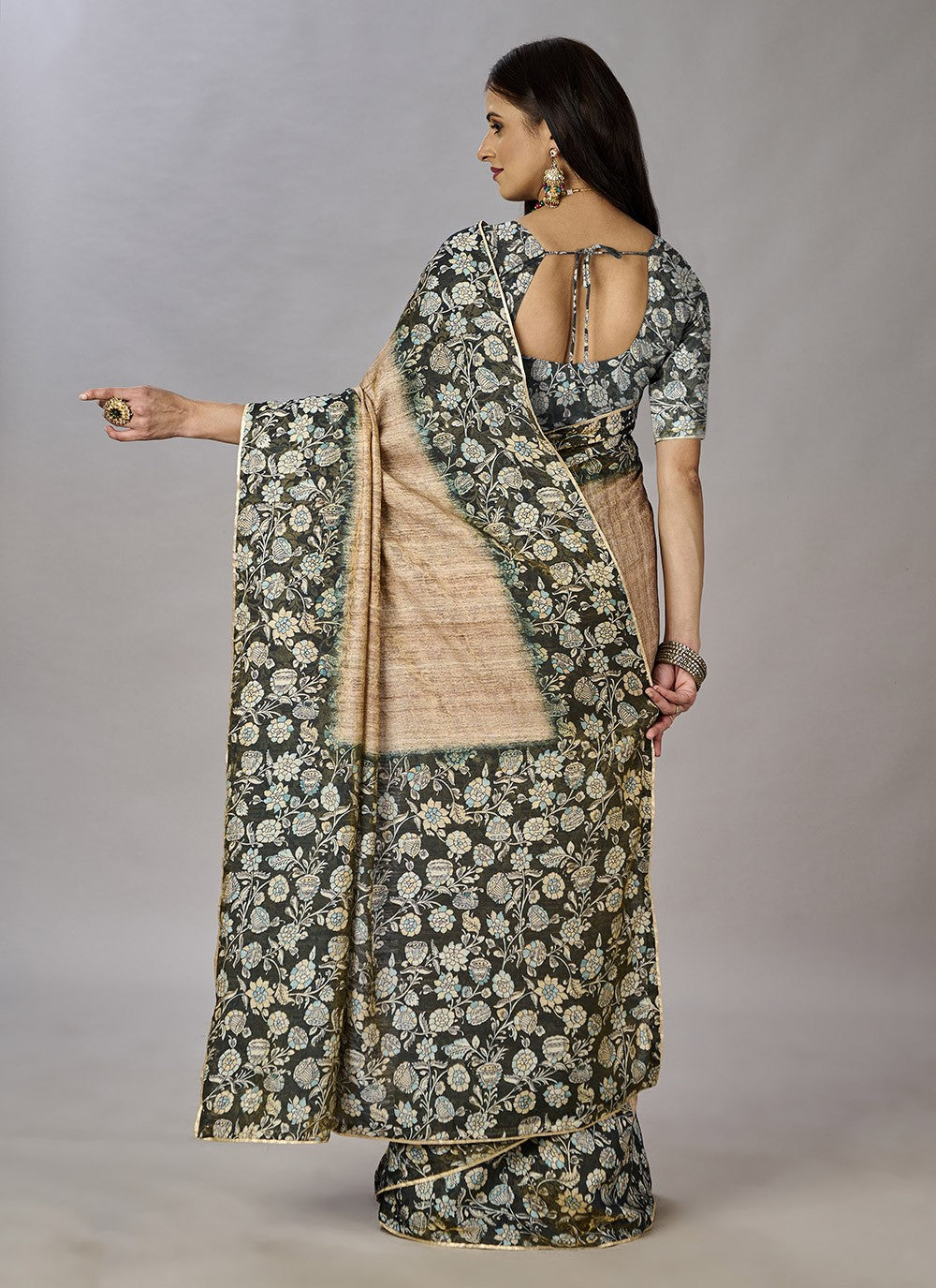 Classic Digital Print Jacquard Silk Saree - S3384