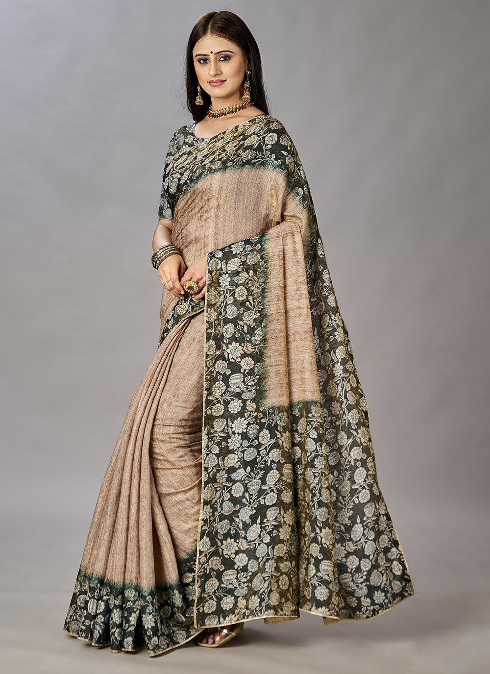 Classic Digital Print Jacquard Silk Saree - S3384