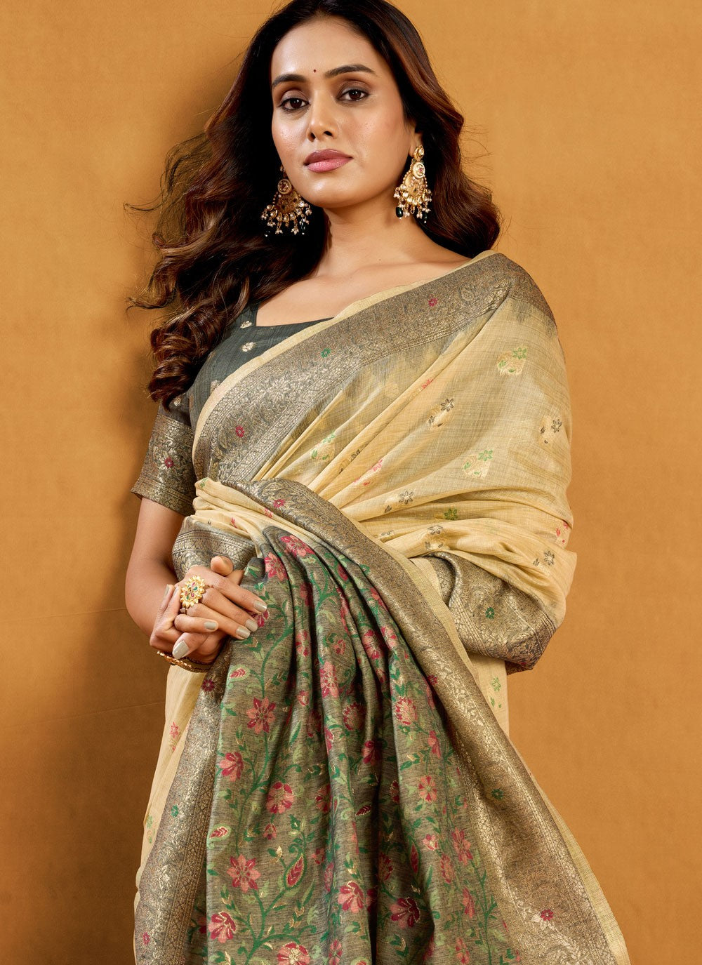 Cream Cotton Trendy Saree Weaving Zari, Zari S17308