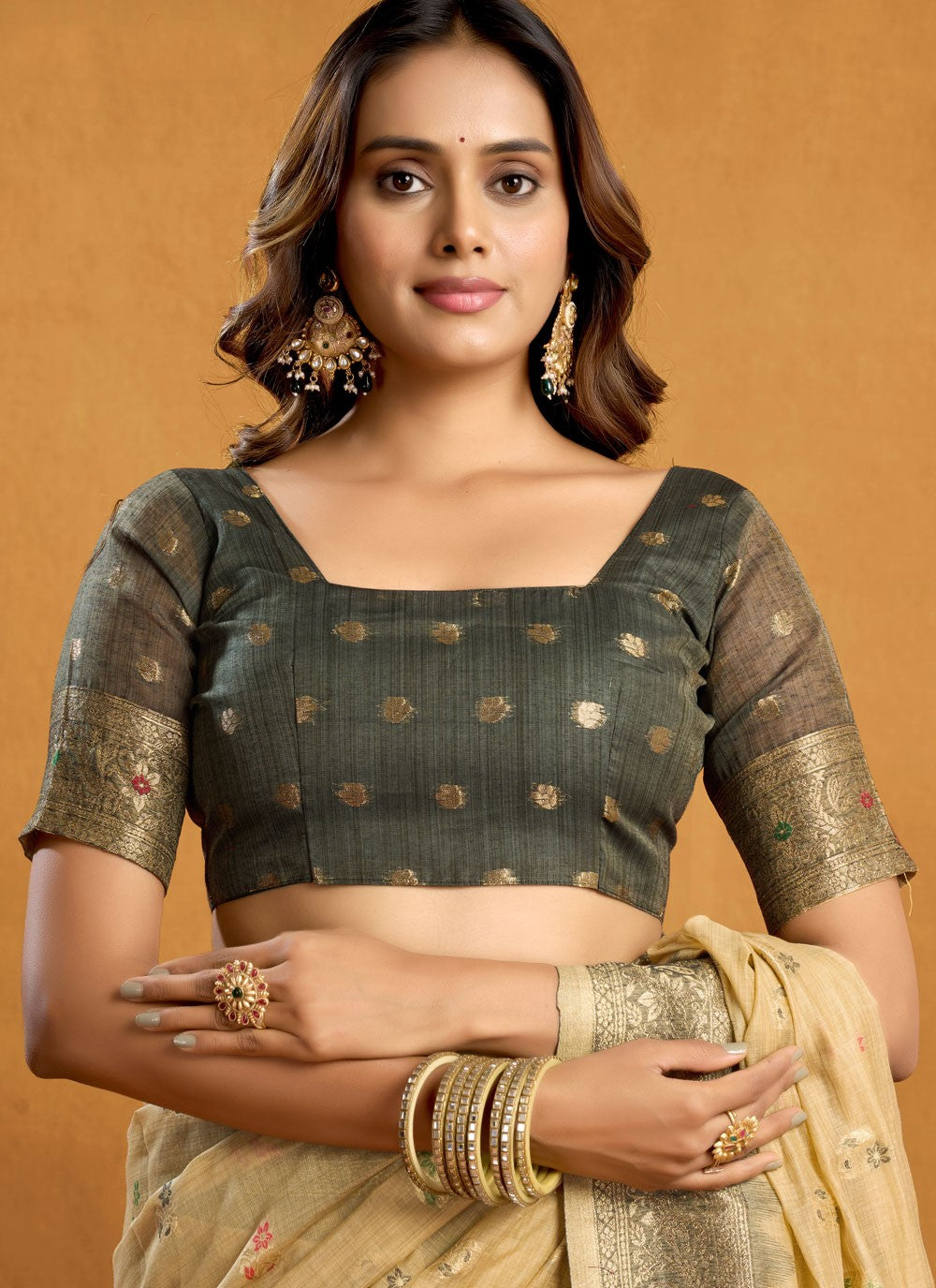Cream Cotton Trendy Saree Weaving Zari, Zari S17308