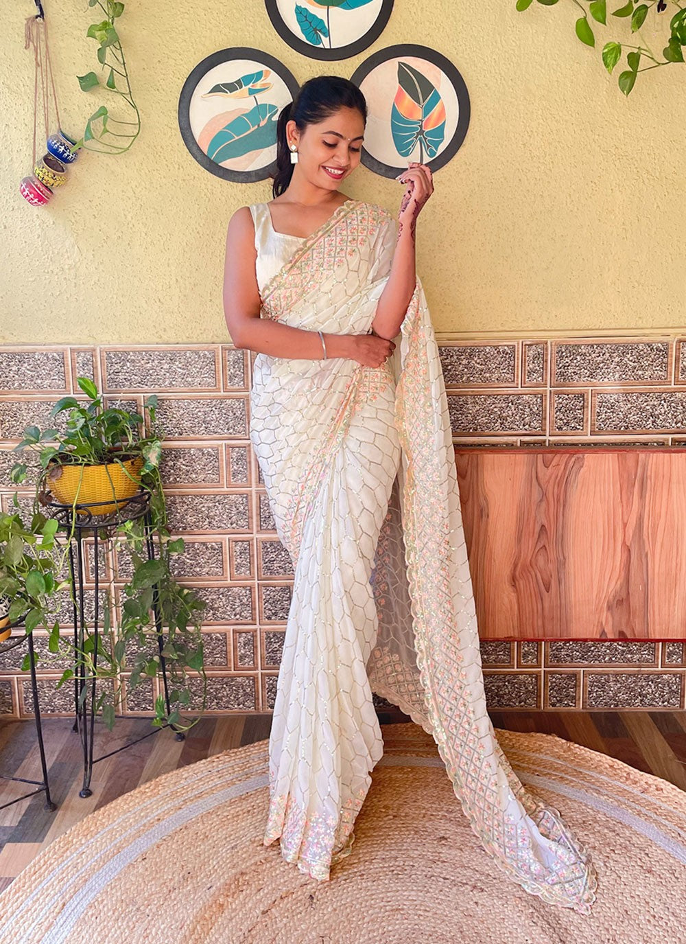 Classic Embroidered Georgette Saree - S6098
