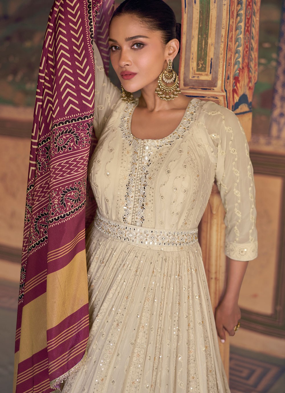 Chikankari Work Pure Georgette Gown - G1879