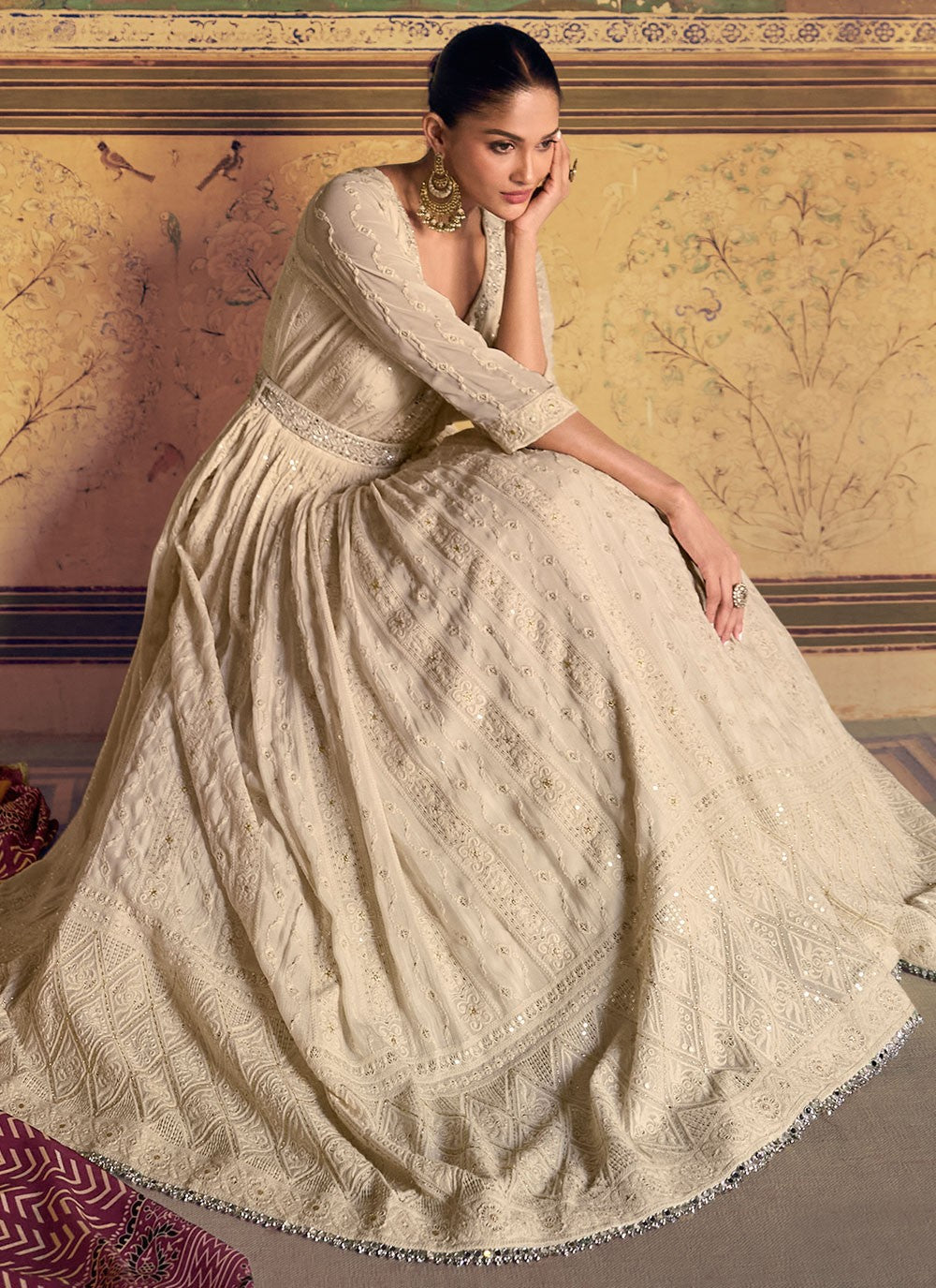 Chikankari Work Pure Georgette Gown - G1879
