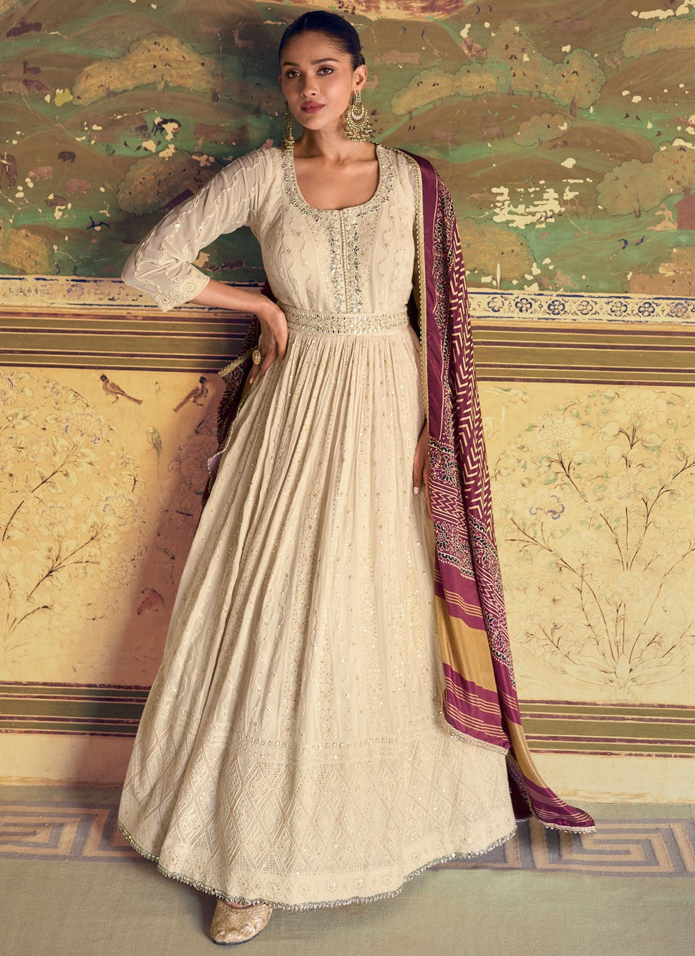 Chikankari Work Pure Georgette Gown - G1879