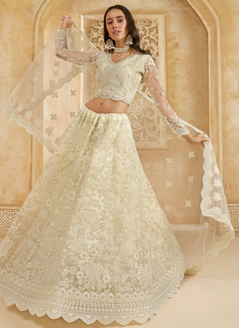 Cord Net A - Line Lehenga - L2858