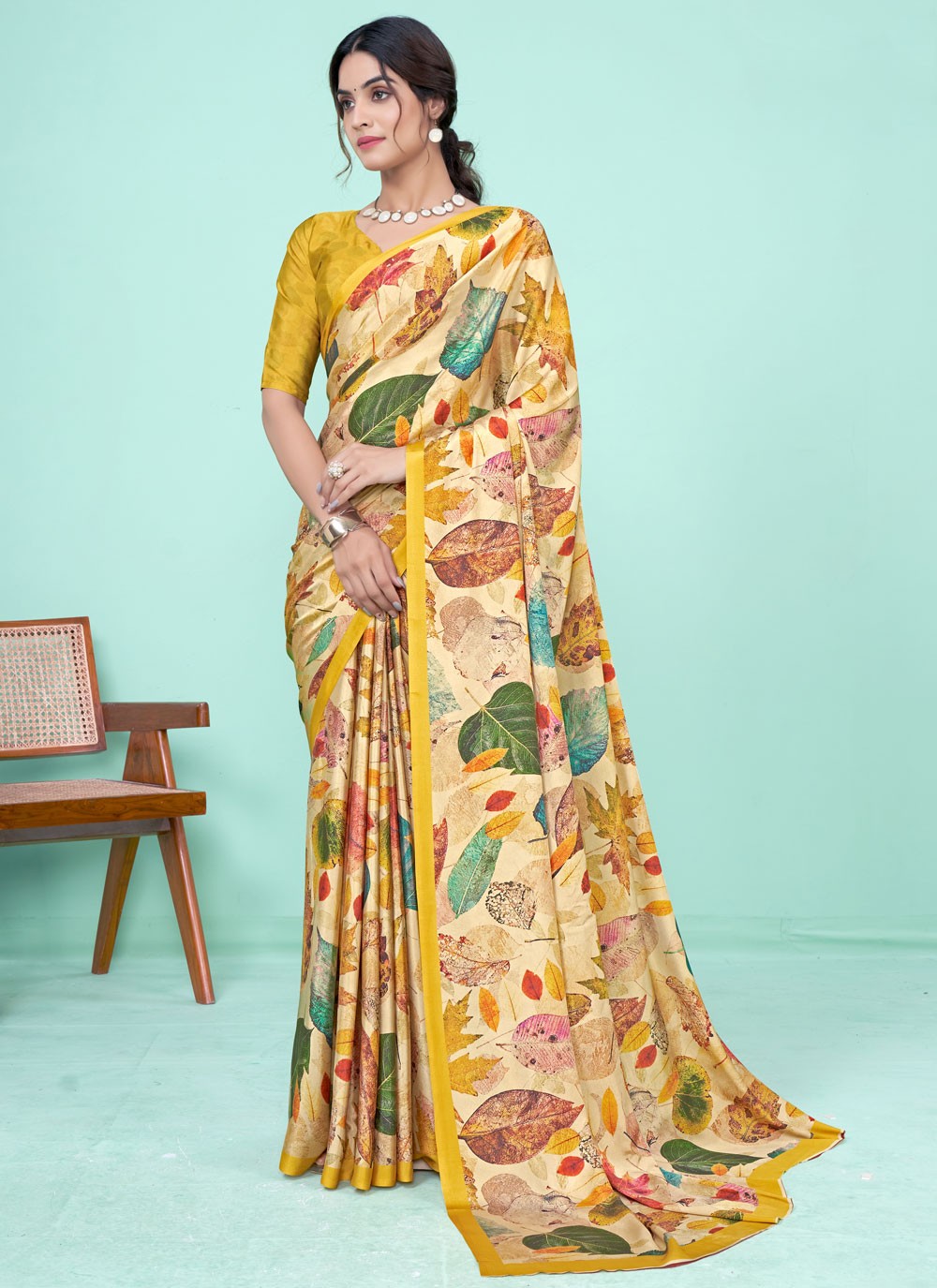 Classic Digital Print Pure Crepe Saree - S7781