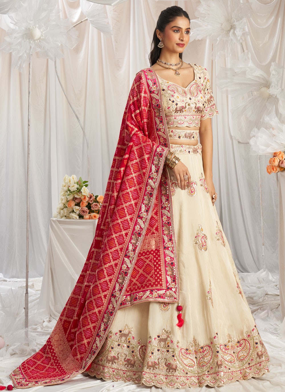 Embroidered Organza A - Line Lehenga - L2416
