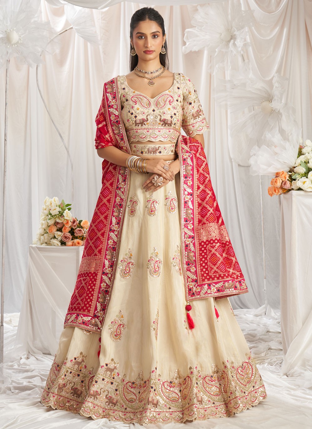 Embroidered Organza A - Line Lehenga - L2416
