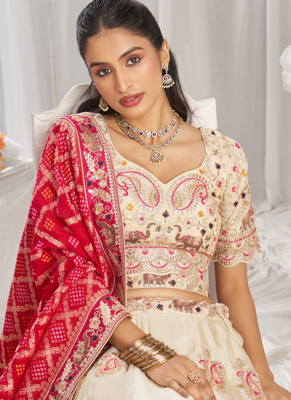 Embroidered Organza A - Line Lehenga - L2416