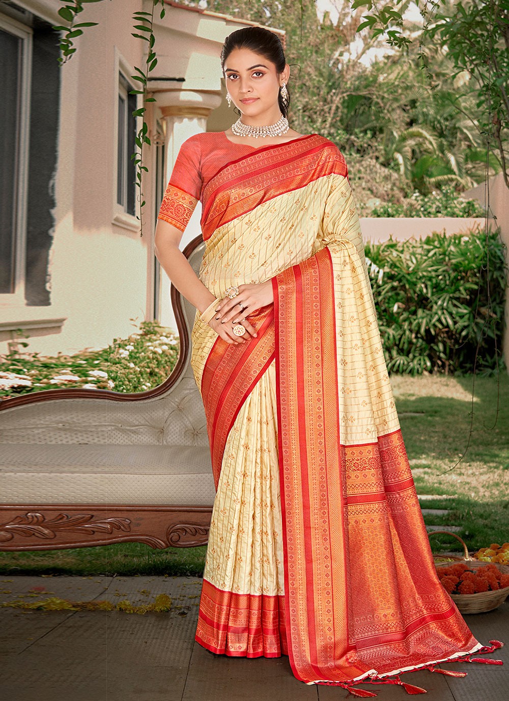 Classic Border Work Silk Saree - S6840