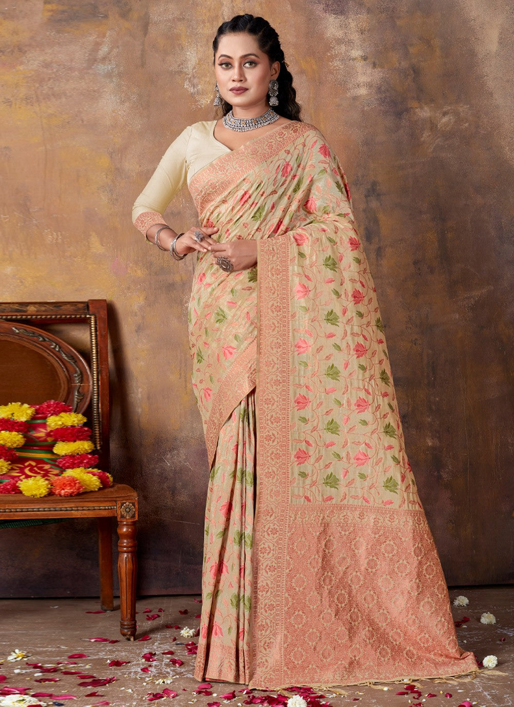 Traditional Fancy Work Banarasi Silk Saree - S2979