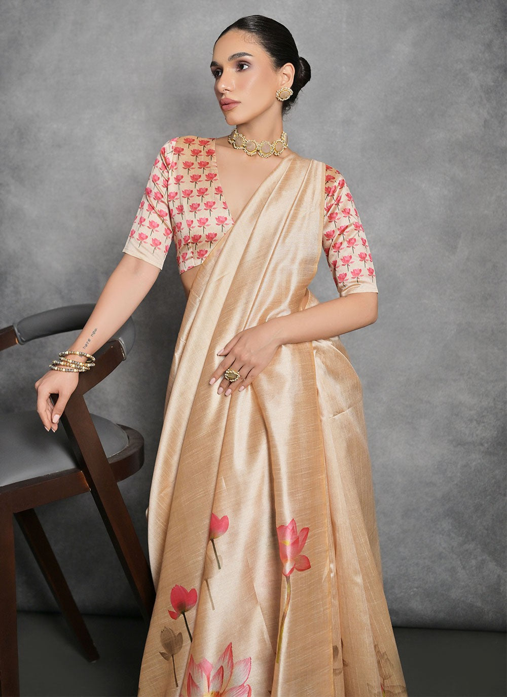 Trendy Printed Tussar Silk Saree - S4858