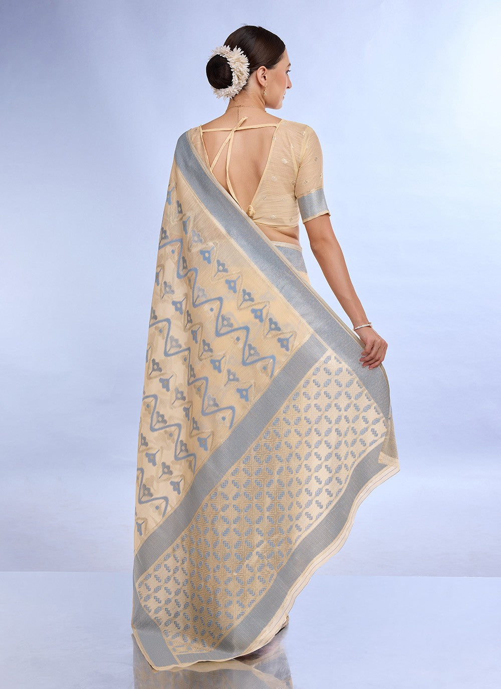 Classic Jacquard Work Linen Saree - S7620