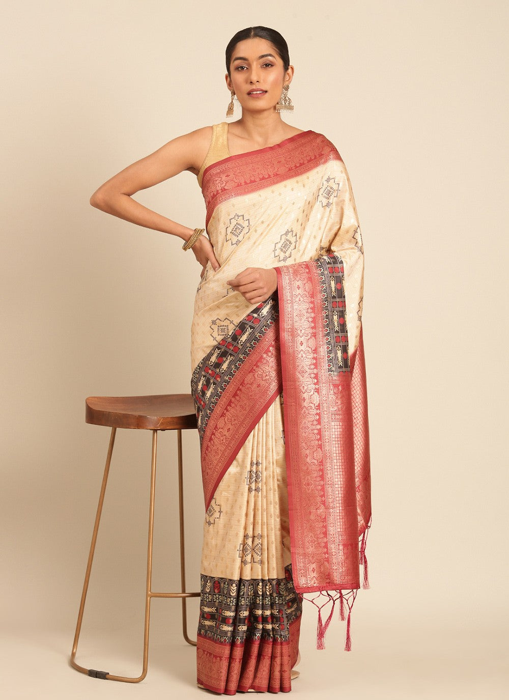 Traditional Printed Silk Saree - S8156