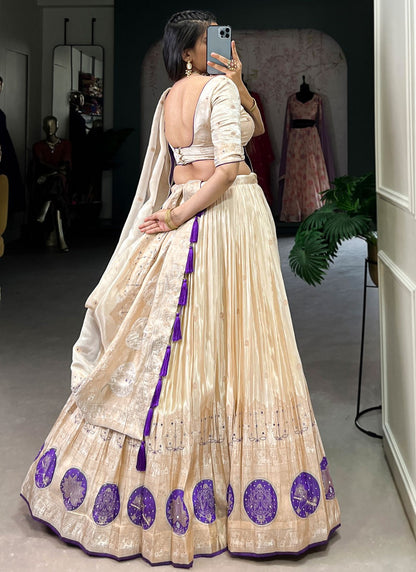 Beads Shimmer Cream A - Line Lehenga  L3769