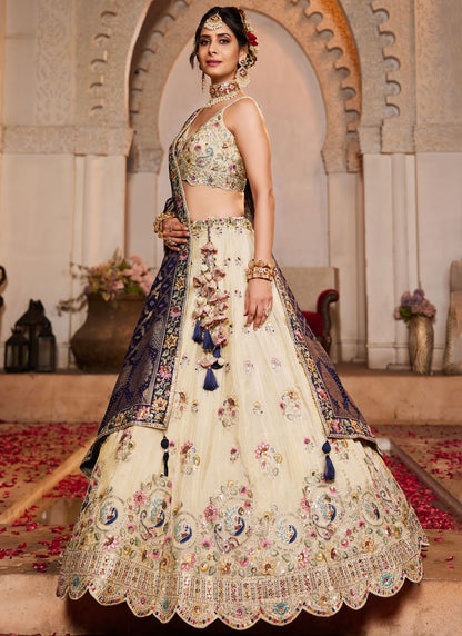 Tissue Engagement, Mehandi & Sangeet, Reception, Wedding A - Line Lehenga L3513