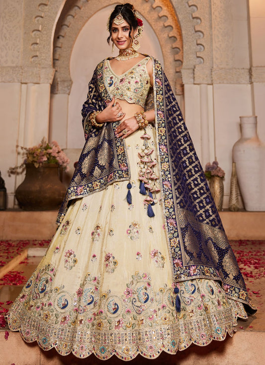 Tissue Engagement, Mehandi & Sangeet, Reception, Wedding A - Line Lehenga L3513