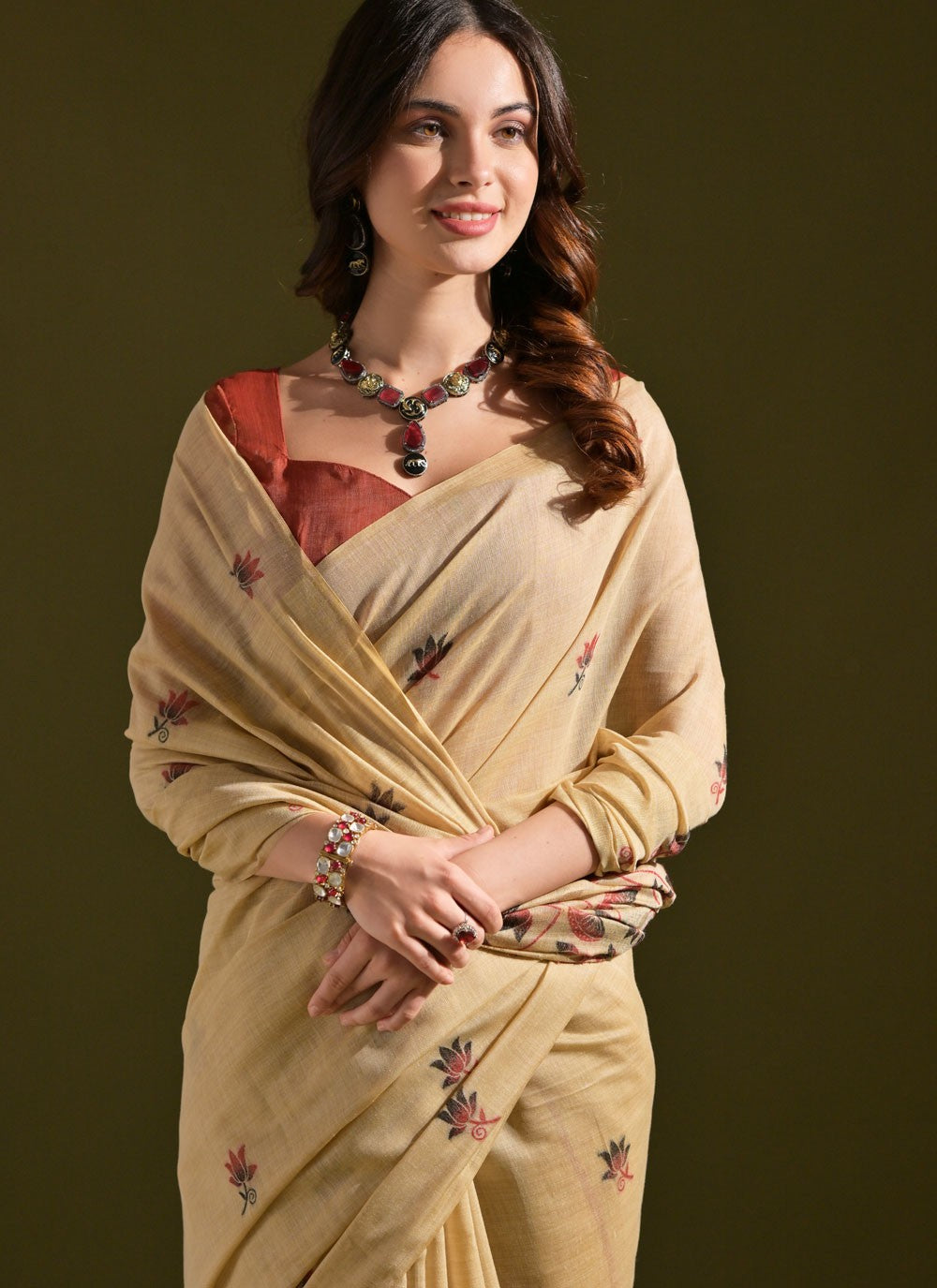 Thread, Woven Cotton Saree - S11916