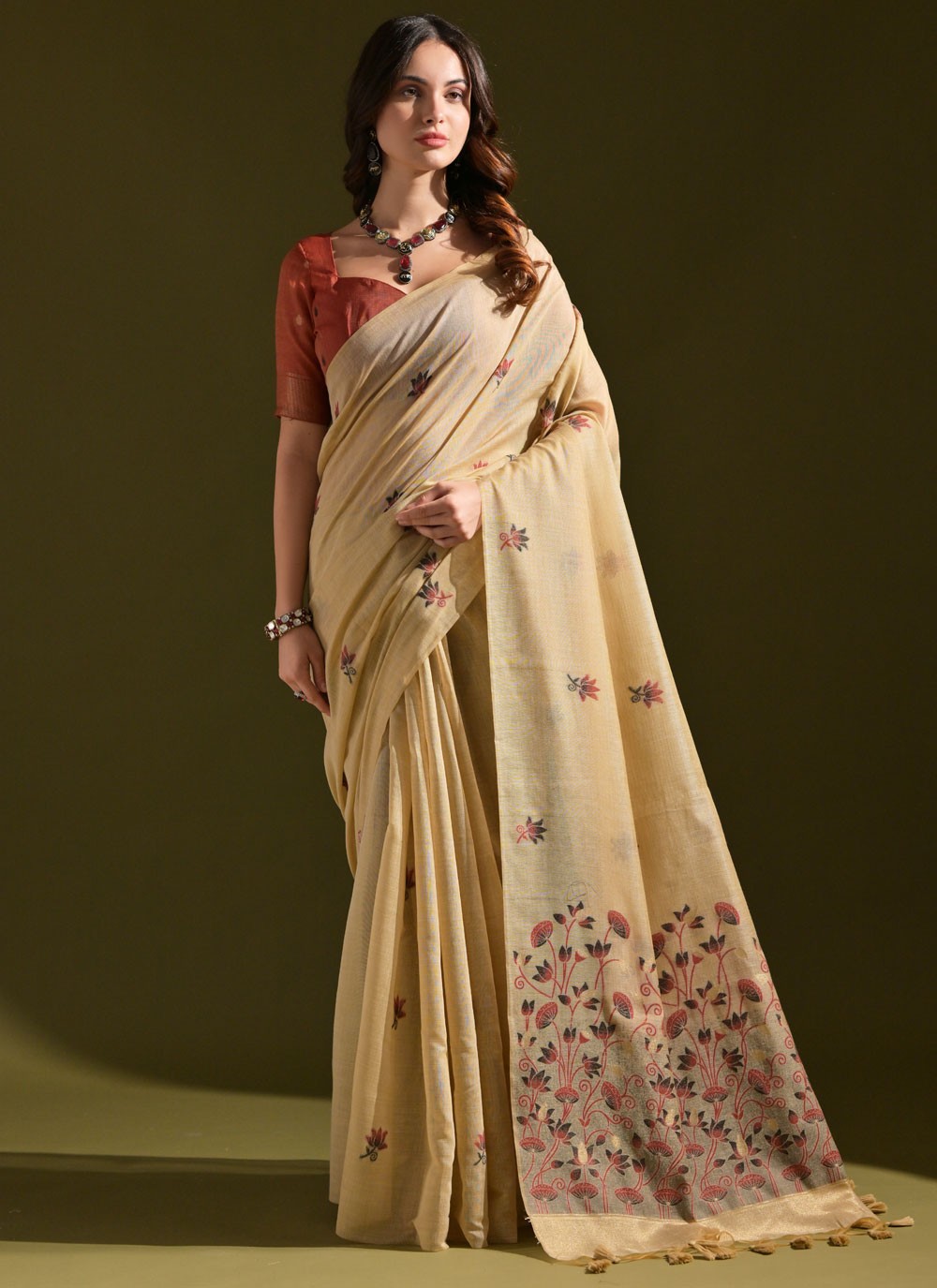 Thread, Woven Cotton Saree - S11916