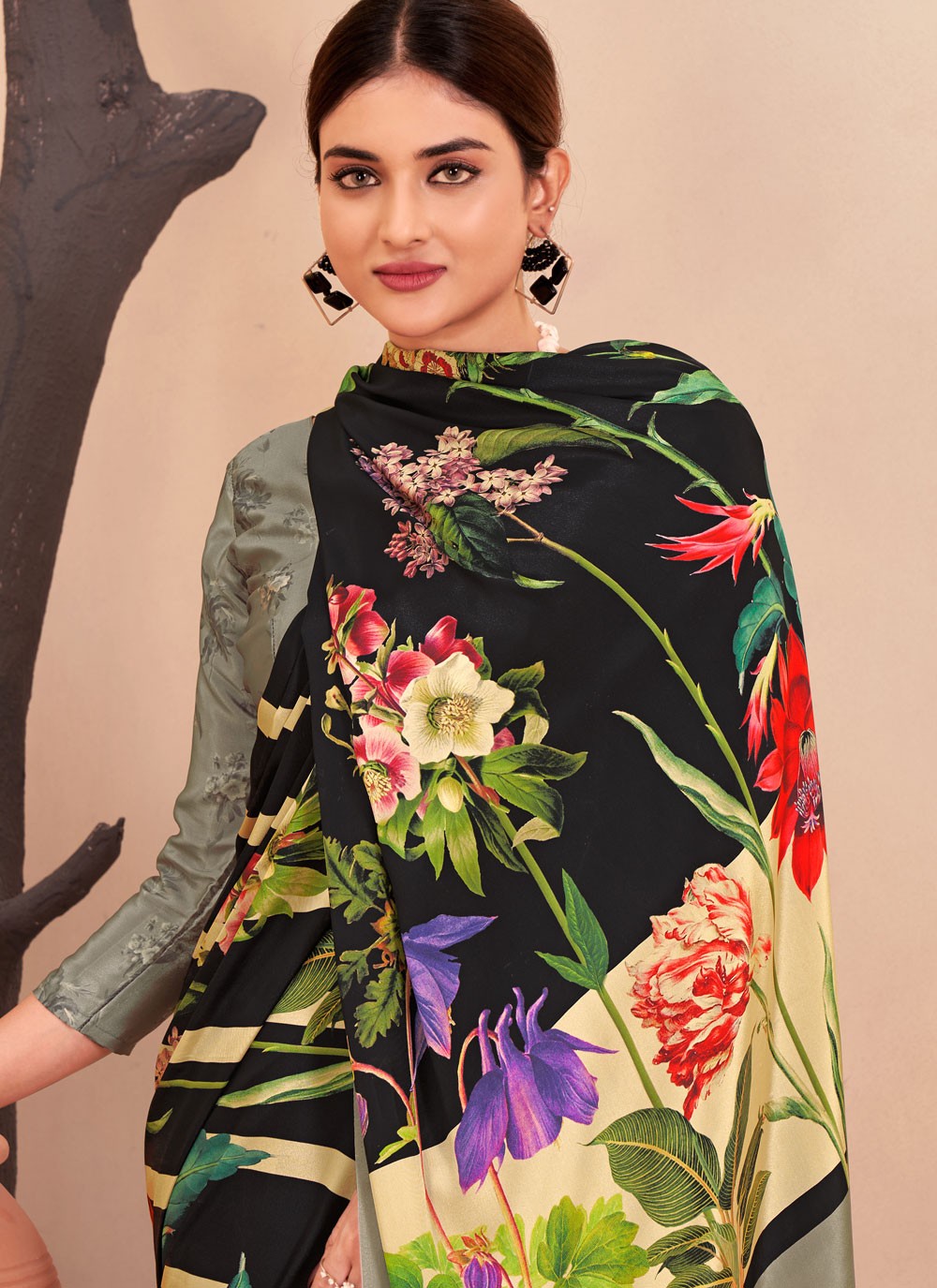 Classic Digital Print Crepe Silk Saree - S7514