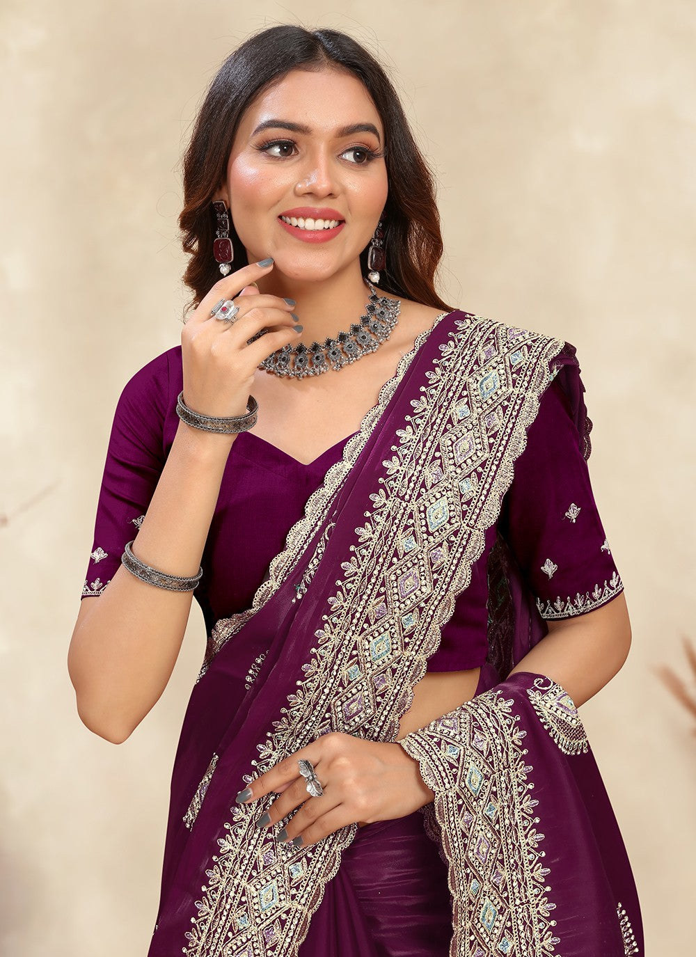 Trendy Cord Crepe Silk Saree - S5288