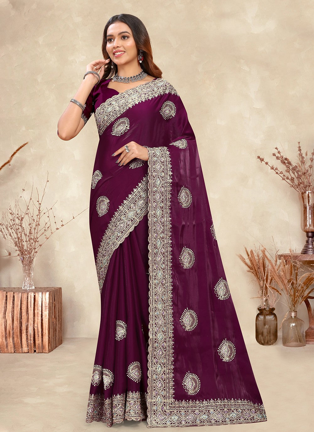 Trendy Cord Crepe Silk Saree - S5288